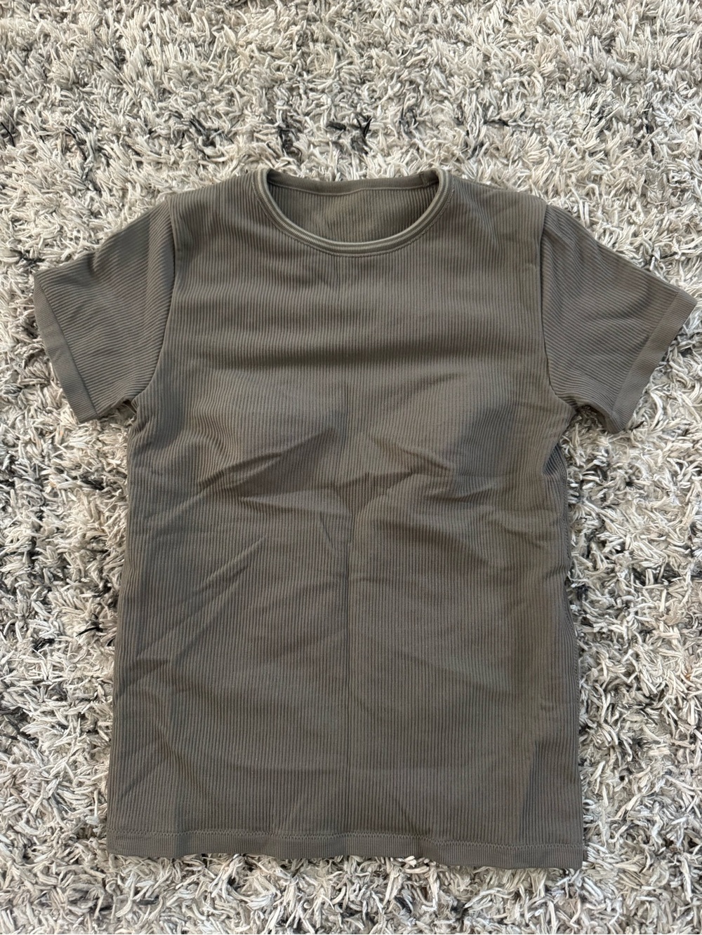 SKIMS Nike Ribbed Short Sleeve Tee in Olive Green